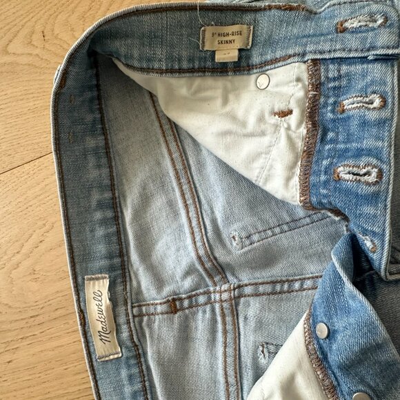 Madewell - 9" High Rise Skinny Jeans - Light Denim Wash - Size 27 - Picture 2 of 7